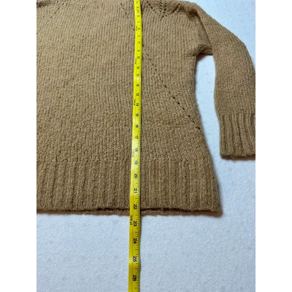 American Eagle Women’s Camel Knit Hoodie Sweater Small | Wool Blend V-Neck - Image 5