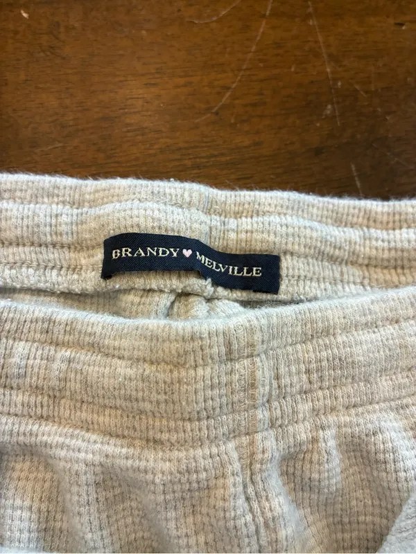Brandy Melville Anastasia Waffle Sweatpants Wide Leg Gray One Size - Image 2