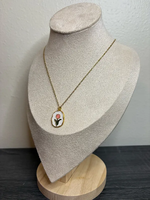 Handmade Gold Tulip Necklace - Image 4