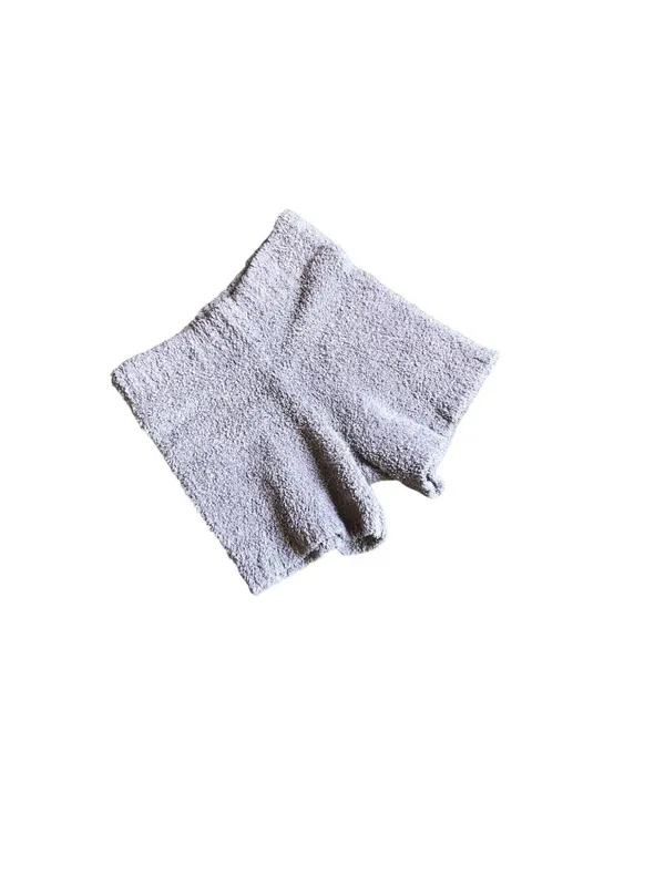 Skims Gray Fuzzy Shorts - Image 3