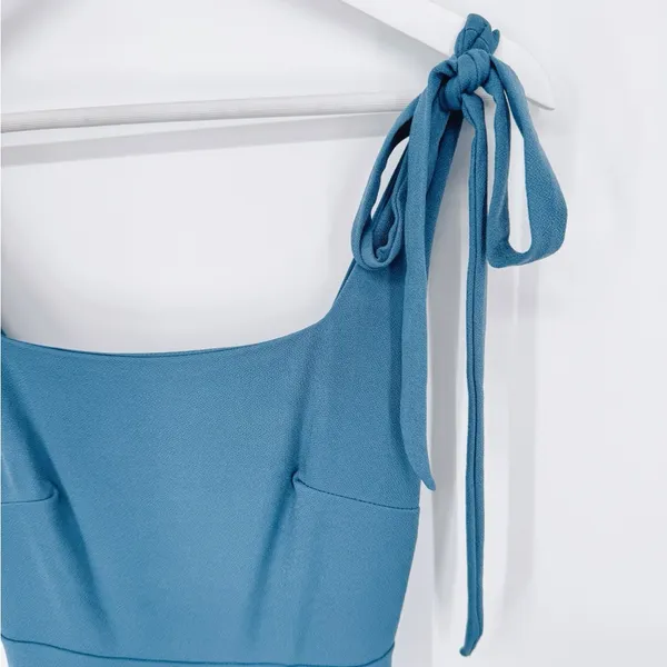 Birdy Grey Alex Crepe‎ Twilight Blue Tie Strap Maxi Dress Extra Small - Image 4