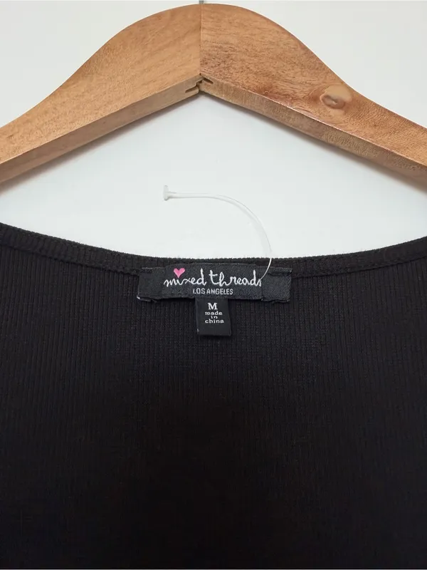 Mixed Wet Seal Black Long-Sleeve Scoop Neck Top - Image 2
