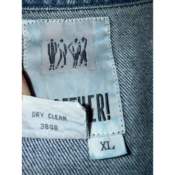 Vintage Together! Denim Jacket XL Blue Lace Applique Western Style granny chic‎ - Image 5