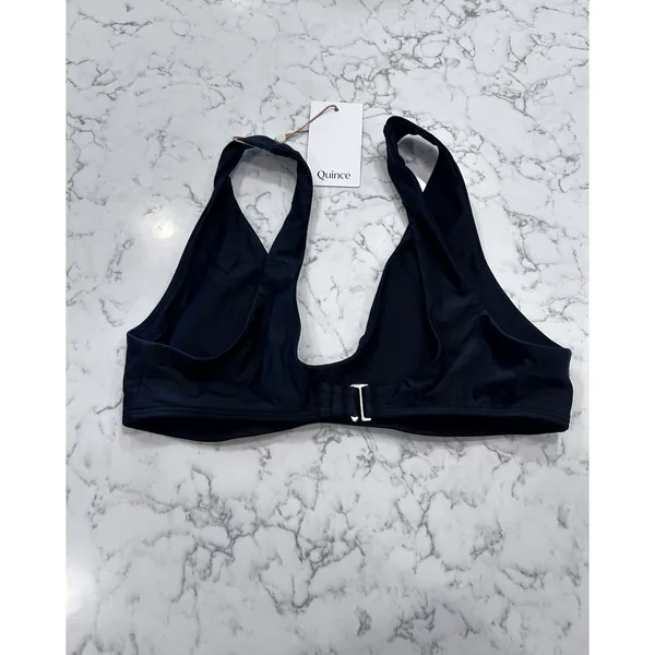 NWT Quince Black Italian Plunge Bikini Top Size Large - Image 4