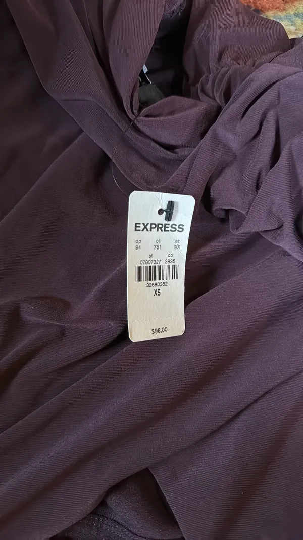 EXPRESS NWT Purple Body Con Ruched Dress - Image 5