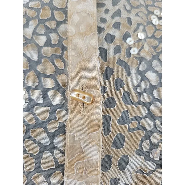 Sheer Gold Leopard Print Top Sequin Party‎ Holiday Layering Indie Sleaze Size S - Image 4