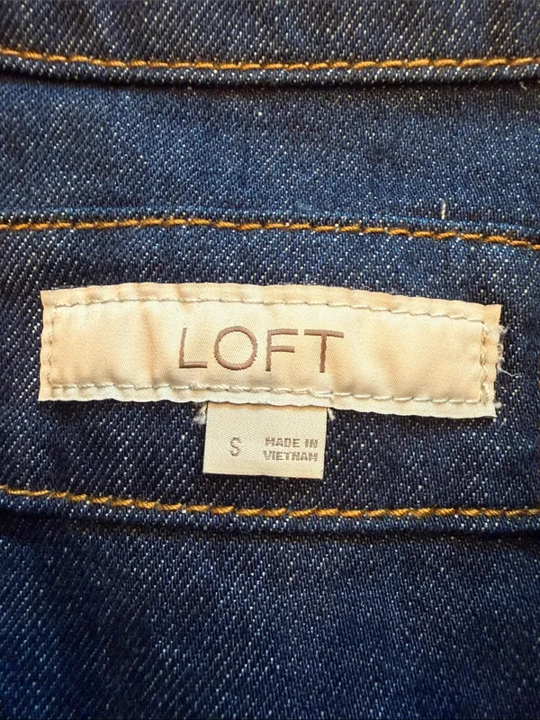 LOFT Mini Denim Pocket Dress Size Small - C1-303 - Image 2