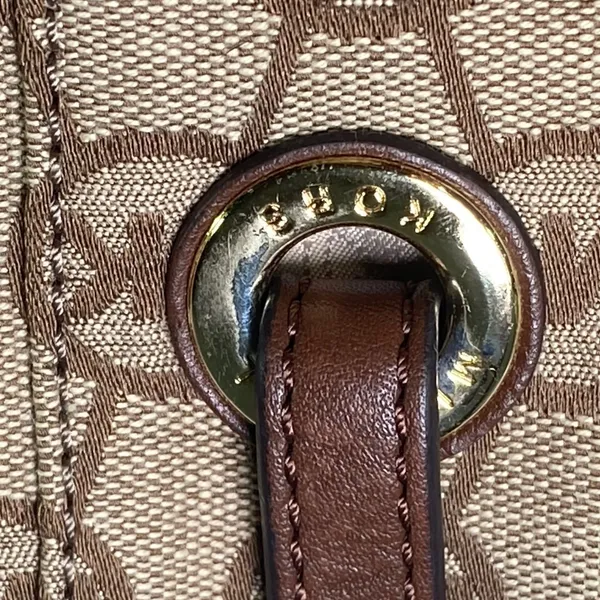 Michael Kors Tote Bag Purse Womens Large Tan Brown Signature Monogram Wallet Set - Image 9