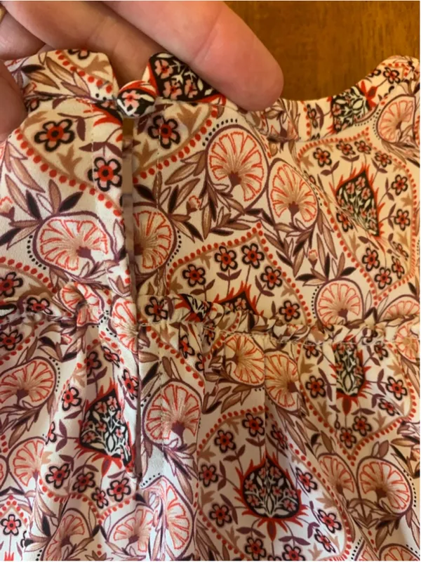 Loft Top Medium Cream with Red Black Floral Design - Image 3