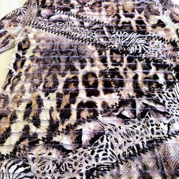 90's Y2K Cubism Los Angeles Animal Print Ruffle Artsy Mesh Top Mixed Media Small - Image 10