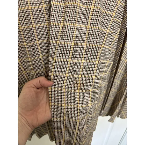 VTG Women’s Pleated Plaid Midi Skirt Size Large Dark Academia Wear to Work Twee - Image 4