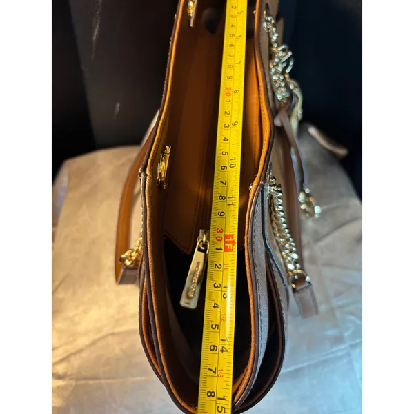 Michael Kors Jet Set Large EW Chain Tote Luggage Brown Saffiano Leather Handbag - Image 14