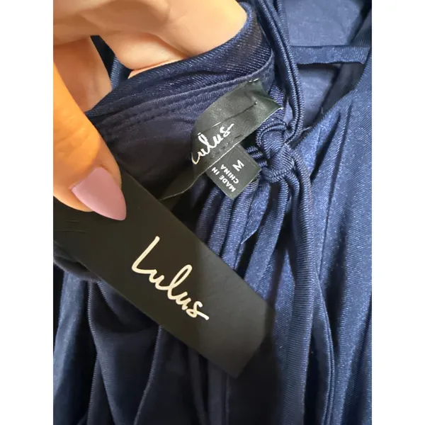 NWT Lulus Cute Definition Navy Slinky Knit Cowl Neck Maxi Dress Holiday Gala M - Image 9