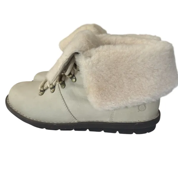 BORN Blaine Shearling Hiker Boots Women's 9 Cream Leather Waterproof NEW - Image 11