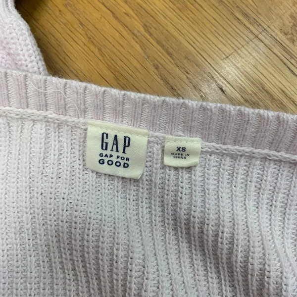 GAP Women Lilac Purple‎ Cotton Ribbed Puff Sleeve Scoop Neck Sweater Size XS - Image 5