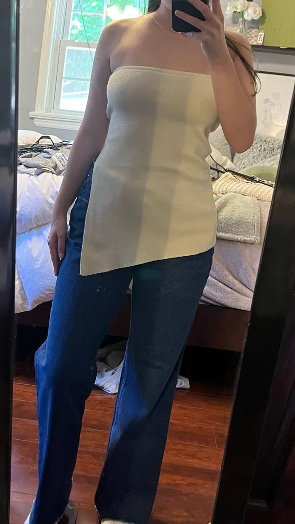 strapless asymmetrical top White - Image 3