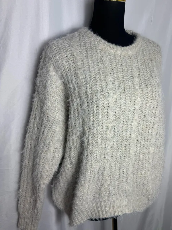 Arizona Jeans Cozy women’s Cream Textured Knit Sweater cable knit casual fall oversized medium - Image 3