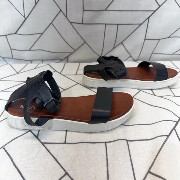 MIA Platform Sandals Size 10 Black Ankle Strap Flatform Sporty Summer Shoes‎ - Image 2