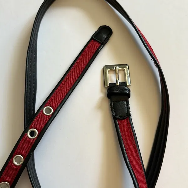 Red Belt With Black And Silver Buckle 3/4” Wide And Length 47.5” Will Xl - Image 3