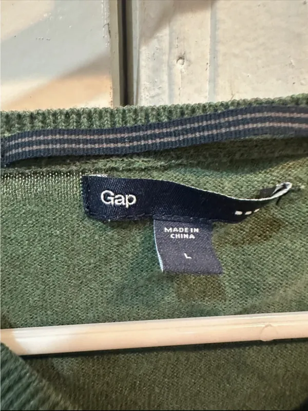 GAP Olive Green V-Neck Sweater - Image 2