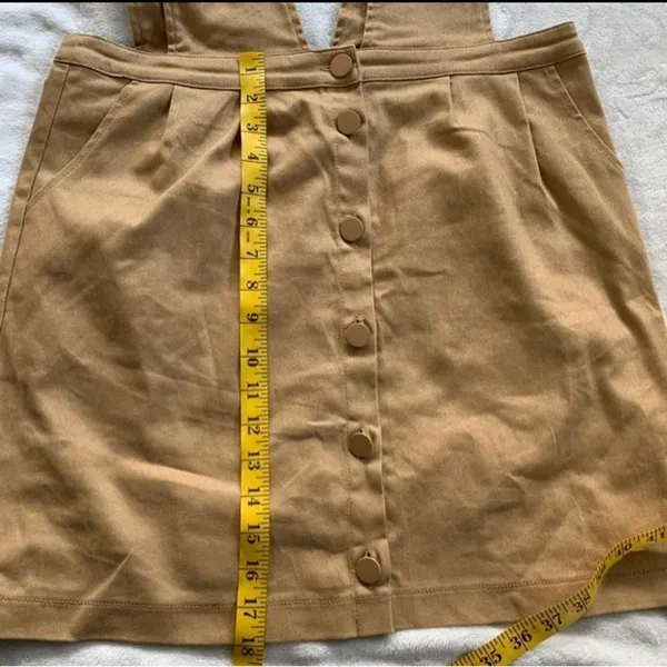 Mod Ref Camel jumper Denim Overalls Skirt Size Large juniors - Image 12