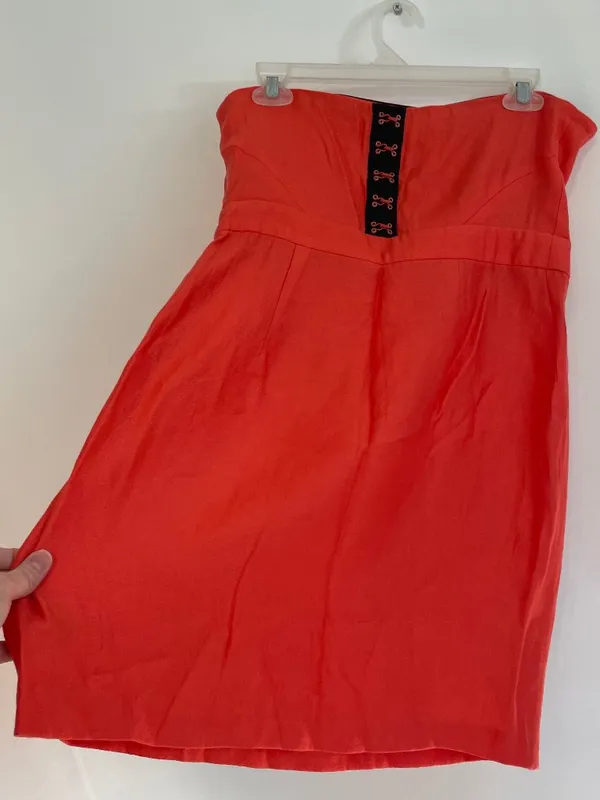 COOPERATIVE URBAN OUTFITTERS Bright Coral Orange Strapless Mini Sheath ? Dress - Image 14
