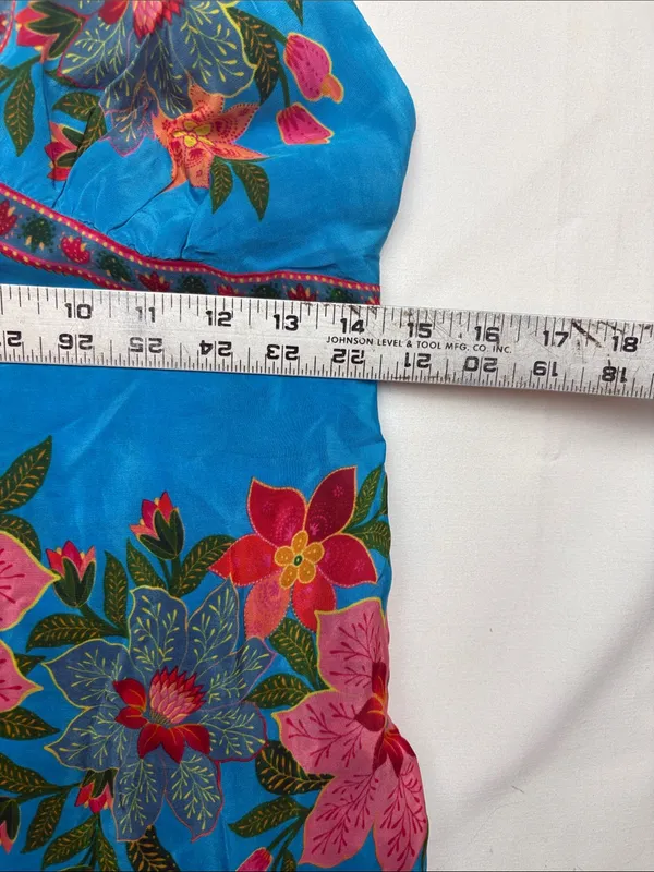 Farm Rio size small new Vibrant Floral Halter Midi Dress Anthropologie slip - Image 7