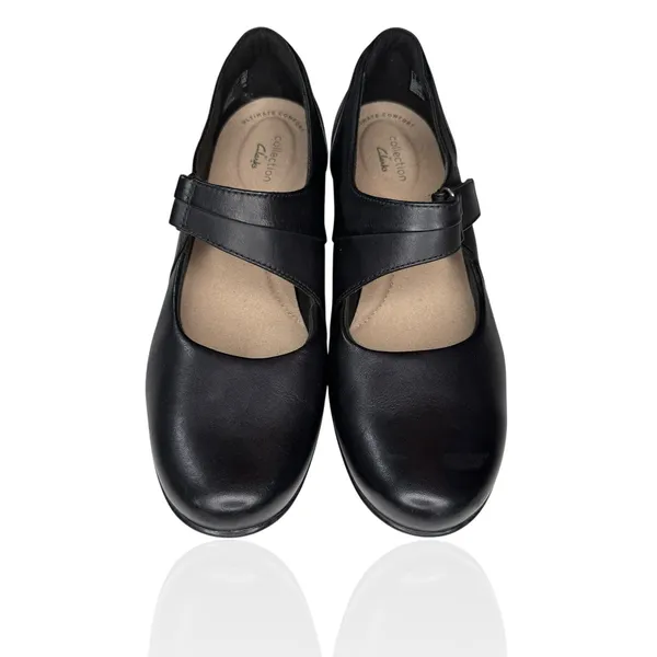 Clarks Collection Women's 8.5 Emslie‎ Lulin Mary Jane Pumps Black Comfort Heels - Image 4