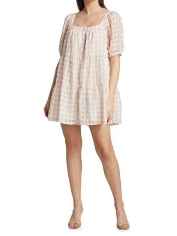 EN SAISON GINGHAM DRESS Size S Tan - Image 2