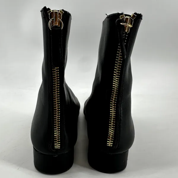 J.Crew Roxie Ankle Boots Back-Zip Leather Low Heel Center Seam Black 6.5 - Image 5