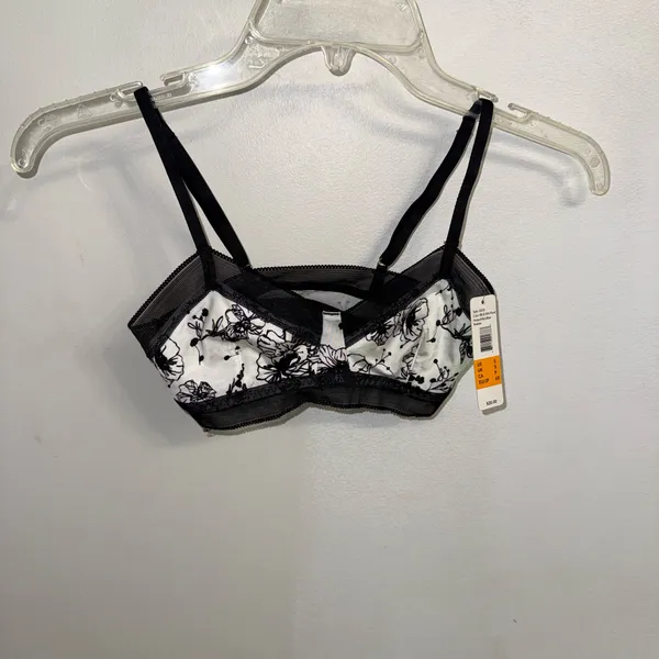 NWT $20 Sam Edelman Black & White Floral Mesh Pullover Microfiber Bralette S - Image 2