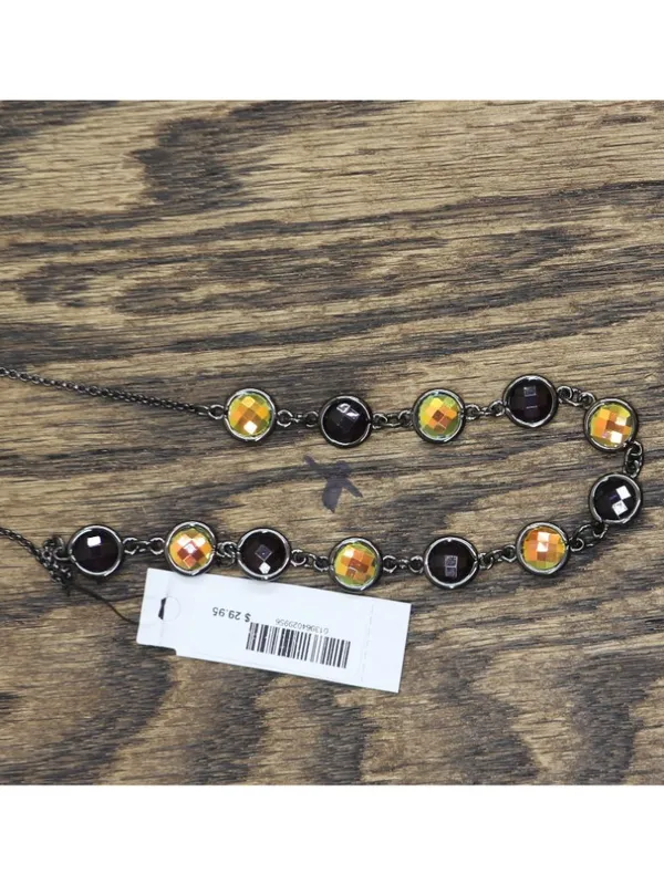 NWT Guess Womens Fashion Stone Pull Adjustable Necklace Black / Green - Image 3