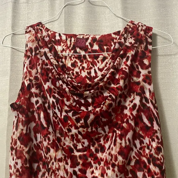 212 Collection Medium Red, Black, Gray, and White blouse. Red - Image 2