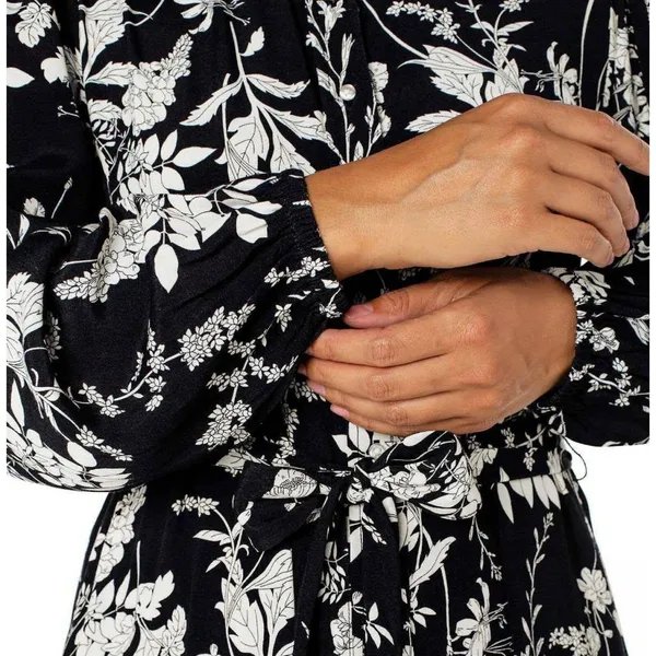 NWT Well Worn Women's Collared Midi Dress with Pockets 1749069 S Black Print - Image 5