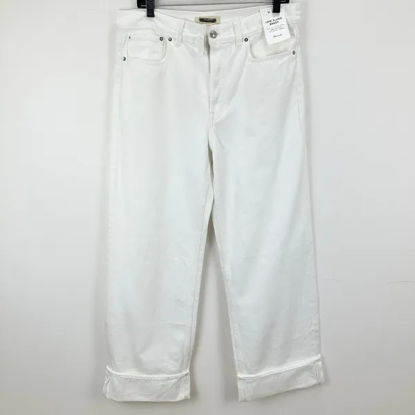 Madewell Low Slung Baggy Jeans Pure White Rigid Wide Leg Relaxed US 28 NWT - Image 7