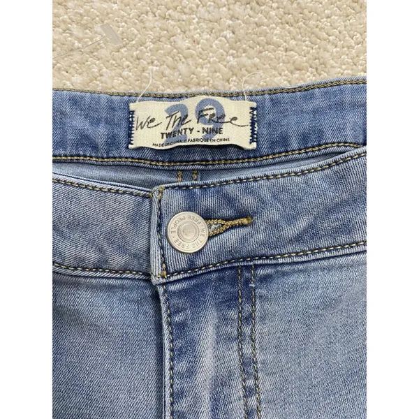 We The Free Flared Women's Jeans Light Blue Denim Raw Hem Stretch High Rise - Image 10