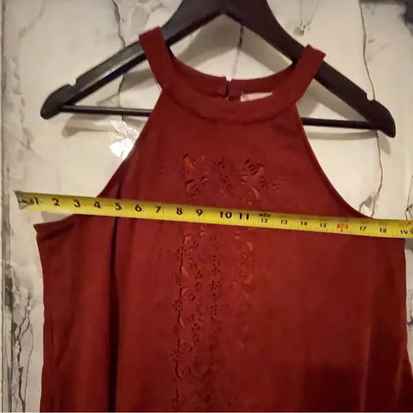 Altar’d State Rust Halter Top, suede feel, detailed overlay Size Large - Image 8