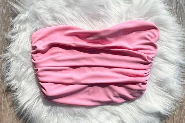 Blogger Fave Pink Strapless Structured Corset Crop Top - Image 3