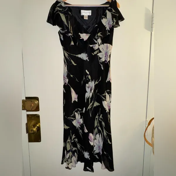 Evan Picone Size 8 Floral 90s Y2K Fairy Dress Flutter Sleeve - Image 4