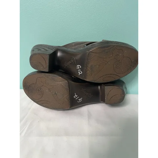 KRAVINGS Brown LEATHER HEELED CLOGS WOMENS SIZE 10M S-399‎ - Image 6