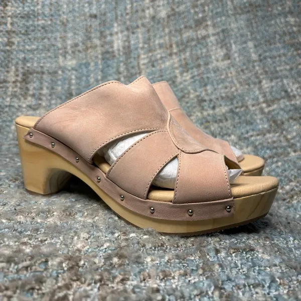 Five Worlds By Cordani Zafira Wooden Clog Sandal in Pink Nubuck Leather - Image 5