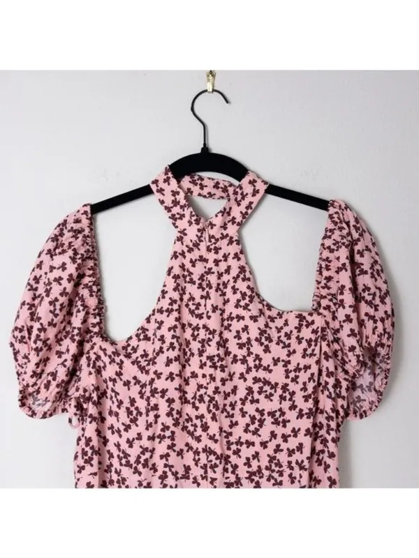Alexis Loele Off The Shoulder Halter Mini Dress S Pink Clover Choker Draped - Image 9