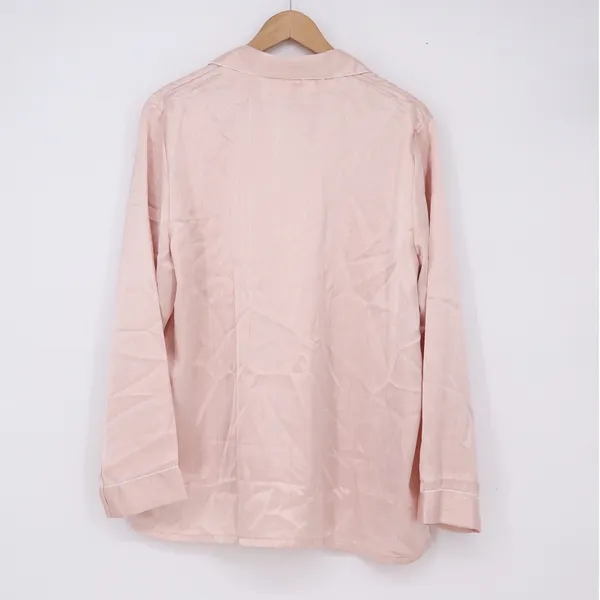 Yimanie Pajama Set Women XL Pinstripe Pink Metallic Button-down Excellent - Image 3