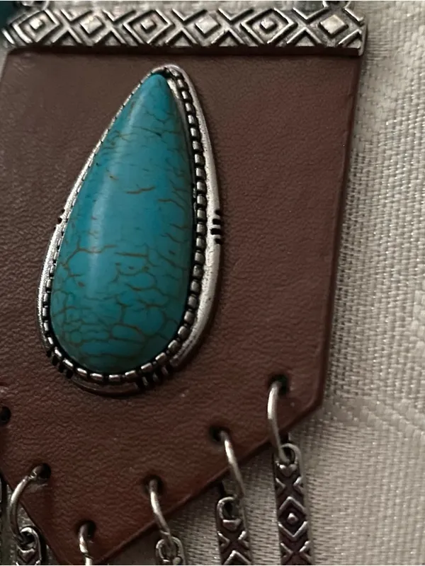 Paparazzi Necklace & Earrings Set Enchantingly Tribal Turquoise Western - Image 6