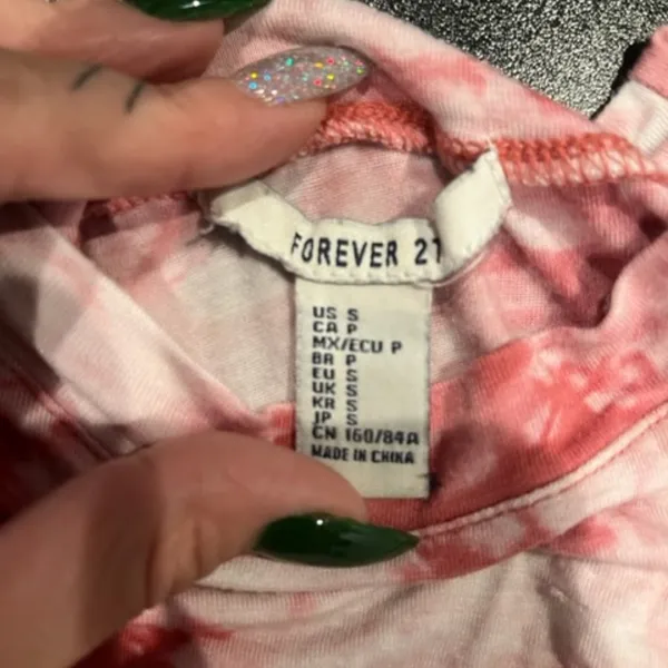 Forever 21 Womens Small Pink Tie Dye T‎ Shirt Short Sleeves Crew Neck - Image 3