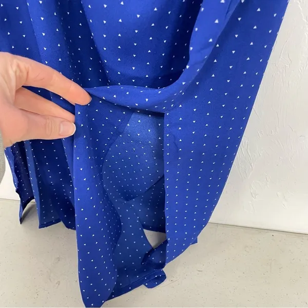 Lulus Blue Polka Dot Spaghetti Strap Casual Slip Dress Womens S Midi Coquette - Image 9