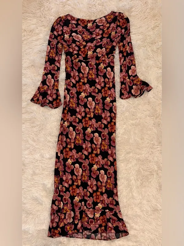 NEW Reformation Kiley Floral Print Long sleeve Midi Dress sz 8 - Image 8