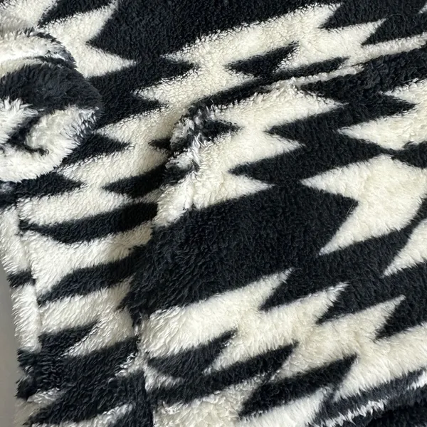 Natural Reflections Geometric Print Sherpa Pullover Quarter Zip Sweater - Image 7
