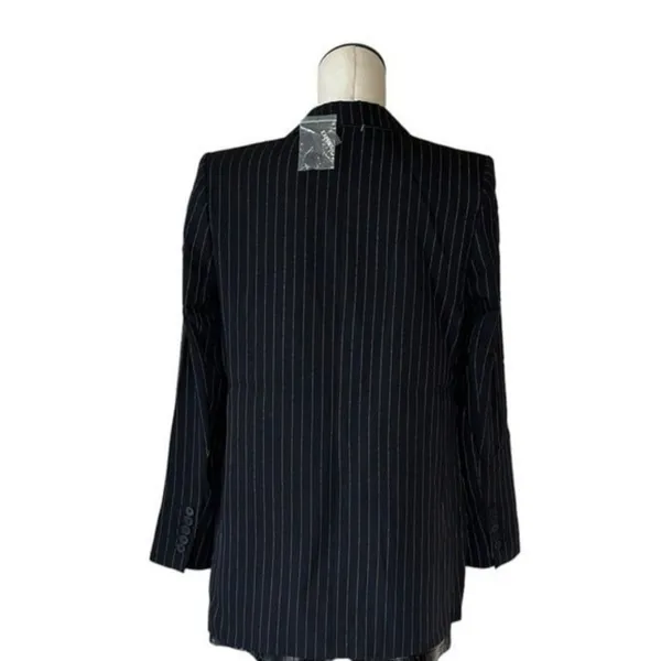 NWT EXPRESS Striped Relax Fit One Button Blazer Medium Black Medium - Image 4