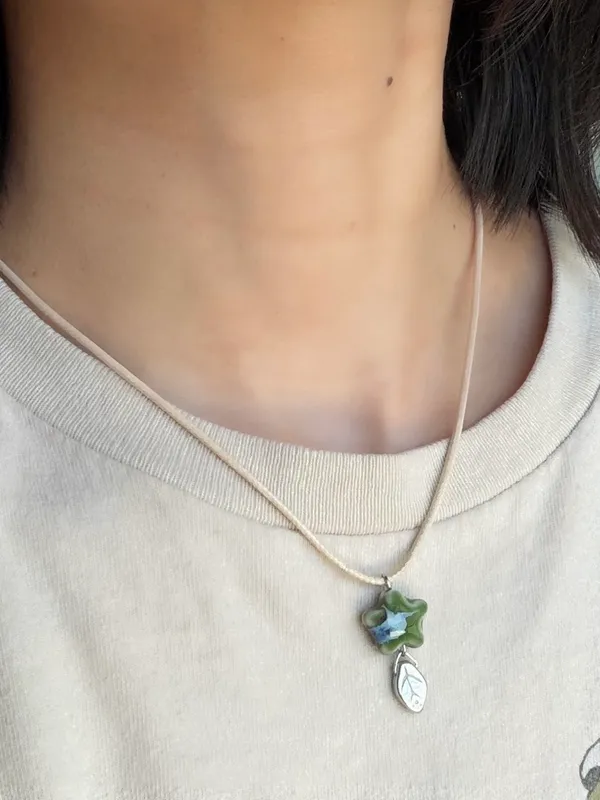 Handmade green ceramic star boho fairy cottage y2k necklace⭐️💚 - Image 3